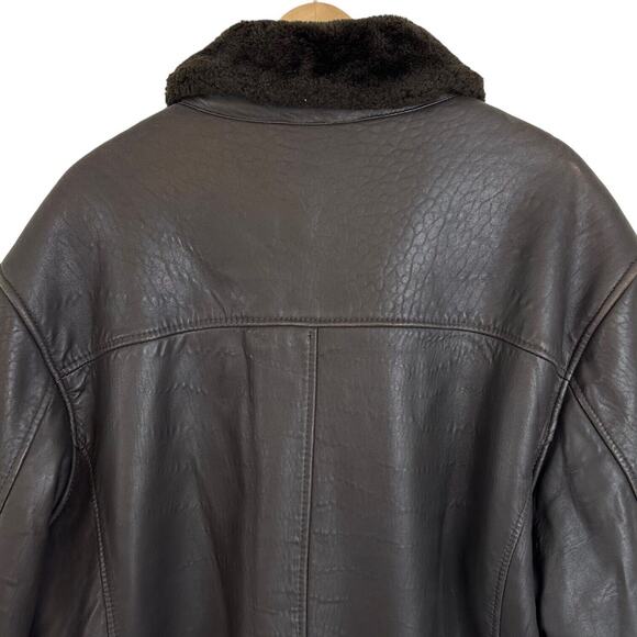 RC Comstock Expedition Aviator Flight Bomber Jacket Brown Leather Faux Fur Lined - Picture 4 of 16